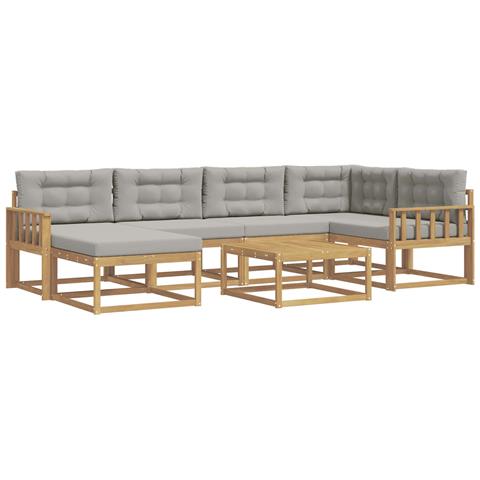 Set di divani da esterno 7 pcs Bianco e Grigio Chiaro - Foto 1