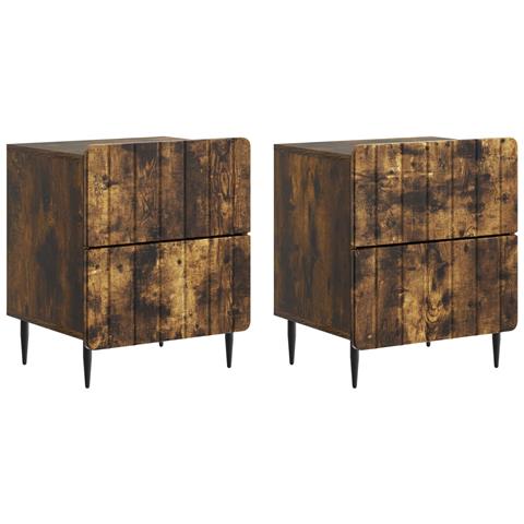 Armadio da Notte 2 pcs Rovere Fumo 43 x 34,5 x 49,5 cm - Foto 1