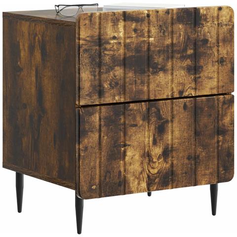 Armadio da Notte 2 pcs Rovere Fumo 43 x 34,5 x 49,5 cm - Foto 2