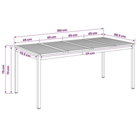 Tavolo da cena da giardino Naturale e Caffè 180 x 88,5 x 75 cm - Foto 9