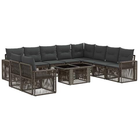 Set Divano da Giardino 11 pz Grigio e Grigio Scuro polyrattan - Foto 1