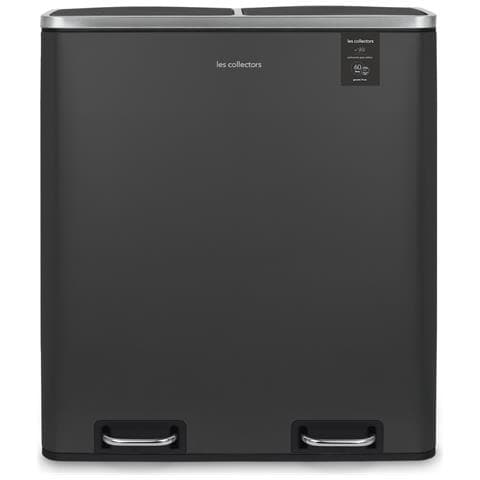 Pattumiera a pedale per differenziata, Acciaio inox spazzolato, 60 L, 2 scomparti 30L, Secchi estraibili, Chiusura silenziosa N°916 - Foto 1