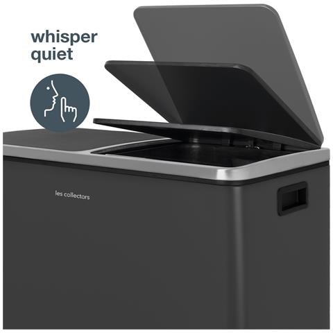 Pattumiera a pedale per differenziata, Acciaio inox spazzolato, 60 L, 2 scomparti 30L, Secchi estraibili, Chiusura silenziosa N°916 - Foto 2