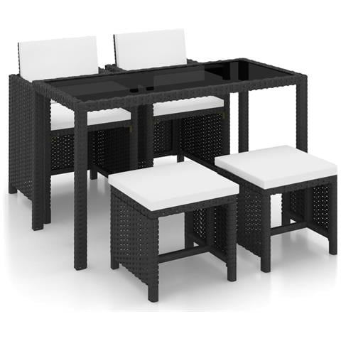 Set Da Pranzo Esterno 11 Pezzi Polyrattan Nero - Foto 1
