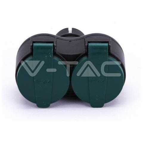 V-tac Vt-1102-2 Adattatore Elettrico Da Giardino 2 Prese 16a Eu Standard Corpo Nero E Verde Ip44 - Sku 8812 - Foto 2