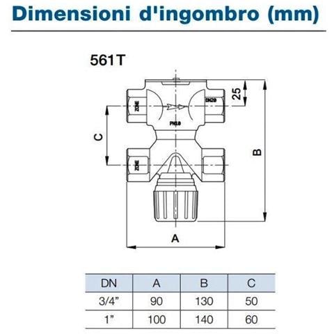 Valvola Di Zona A 3 Vie 4 Attacchi Dn 3/4"" Ff Codice 561t34 - Foto 5