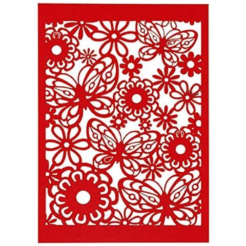 Cartoncino Con Motivo A Pizzo, Rosso, Foglio 10,5x15 Cm, 200 G, 10pz - Foto 1