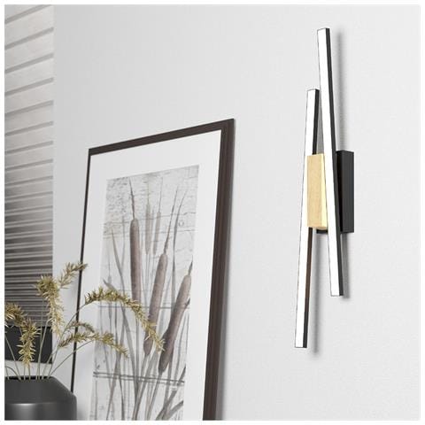Applique Moderna Panagria Led Alluminio Rivestito In Legno Nero E Marrone - Foto 1