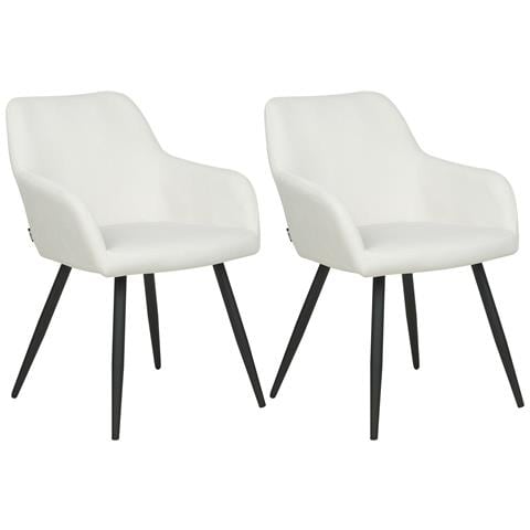 Set Di 2 Sedie Velluto Bianco Crema Casmalia - Foto 8