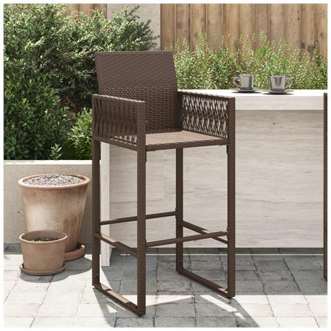 Sgabelli Da Bar Da Giardino 2 Pz In Polyrattan Marrone - Foto 1