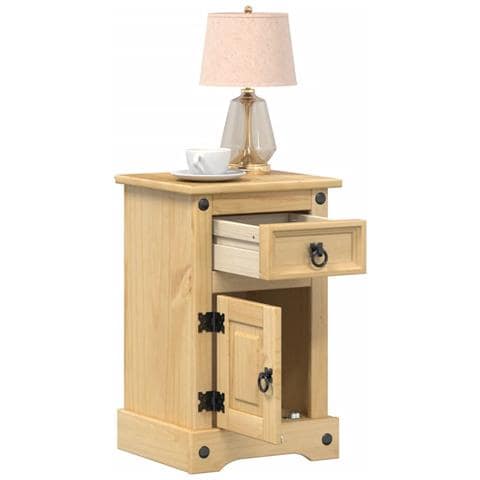 Comodino Corona 35x32,5x58 Cm In Legno Massello Di Pino - Foto 1