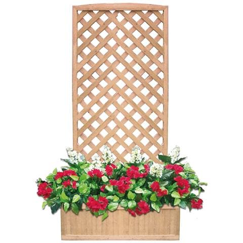 Fioriera In Legno Con Pannello 180x90 Cm Grigliato A Rombi E Vaso Portafiori Da Giardino Azalea - Foto 1