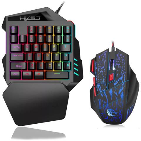 Tastiera Da Gioco Con Una Sola Mano, Mouse, Poggiapolsi Retroilluminato Rgb - Foto 1