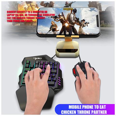 Tastiera Da Gioco Con Una Sola Mano, Mouse, Poggiapolsi Retroilluminato Rgb - Foto 2