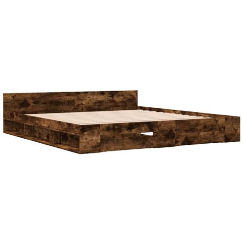 Giroletto Con Cassetti Rovere Fumo 200x200 Cm Legno Multistrato - Foto 3