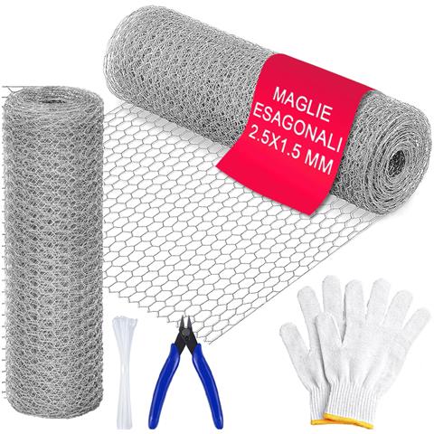 Rete Metallica Zincata Maglia Esagonale 40 Cm X 6 Mt Recinzione Polli E Conigli - Foto 1