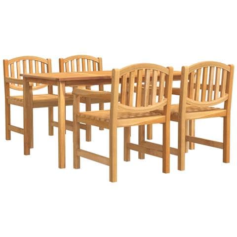 Set da Pranzo per Giardino 5 pz in Legno Massello di Teak - Foto 1