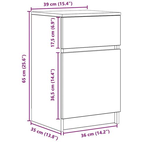 Comodini 2 pz Rovere Fumo 39x35x65 cm in Legno Multistrato - Foto 9