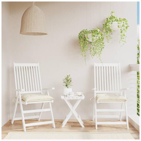 Cuscini Per Sedia 2pz Bianco Crema 40x40x7 Cm In Tessuto Oxford - Foto 1