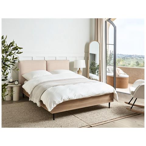 Letto Bouclé Limanton 140 X 200 Cm Beige - Foto 1