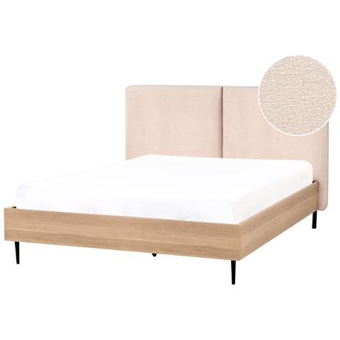 Letto Bouclé Limanton 140 X 200 Cm Beige - Foto 2
