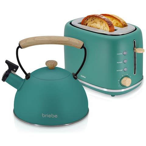 Skt1177gre Nordic Tostapane A Fessura Larga 2 Fette + Bollitore Induzione Con Fischio 2,3 L 870w Verde - Foto 1