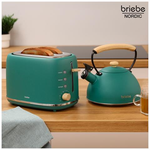 Skt1177gre Nordic Tostapane A Fessura Larga 2 Fette + Bollitore Induzione Con Fischio 2,3 L 870w Verde - Foto 8