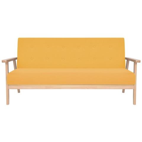 Divano A 3 Posti In Tessuto Giallo - Foto 1