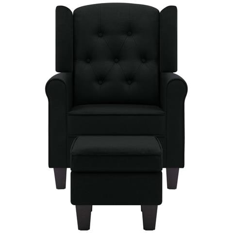 Poltrona Con Poggiapiedi Nera In Tessuto - Foto 2