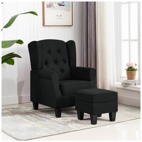 Poltrona Con Poggiapiedi Nera In Tessuto - Foto 8