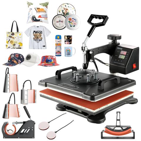 Termopressa Pressa Di Calore 8 In 1 Potenza 1250w 38 X 30 Cm 200-450 °f Pressa A Caldo Per Applicare Lettere Numeri E Su Cappellini Magliette - Foto 1