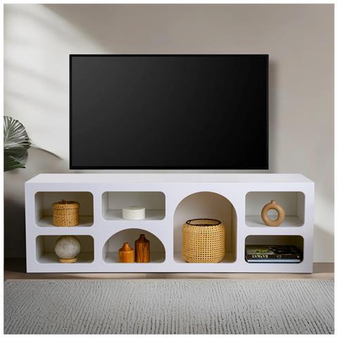 Ferlis Credenza Bassa Con 7 Nicchie Design Organico Bianco 160x50cm - Foto 2