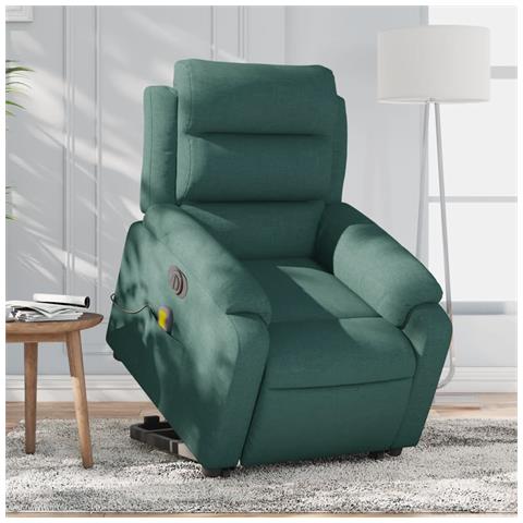 Poltrona Alzapersona Massaggiante Elettrica Verde Scuro Tessuto - Foto 2