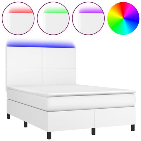 Giroletto Molle con Materasso e LED Bianco 140x200cm Similpelle - Foto 1