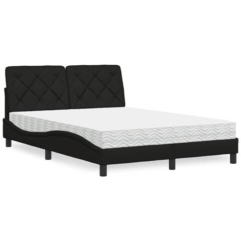 Letto con Materasso Nero 140x200 cm in Tessuto - Foto 1