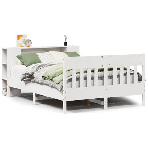 Letto Libreria senza Materasso Bianco 120x190 cm Legno di Pino - Foto 1