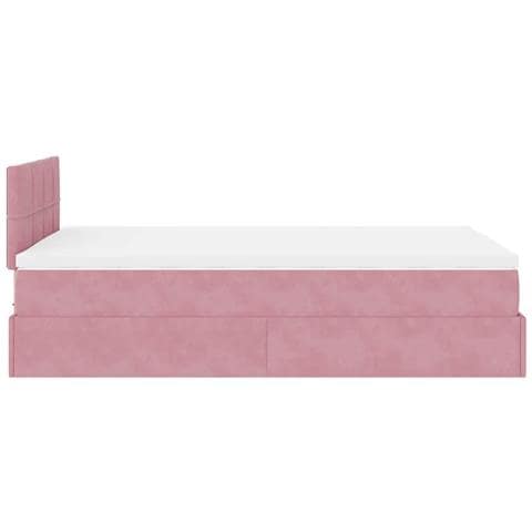 Struttura Letto Pouf con Materasso Rosa 120x200 cm Velluto - Foto 9