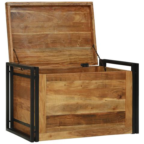 Scatola di Stoccaggio 80x50x50 cm Legno Massello di Acacia - Foto 2
