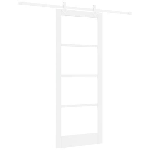 Set di Porte Scorrevoli  con Kit di Hardware Bianco 83x211 cm Legno Massello di Pino, Porta Interna  con Vetro 'ORKDAL'Bianca 83x211x4 cm - Foto 1