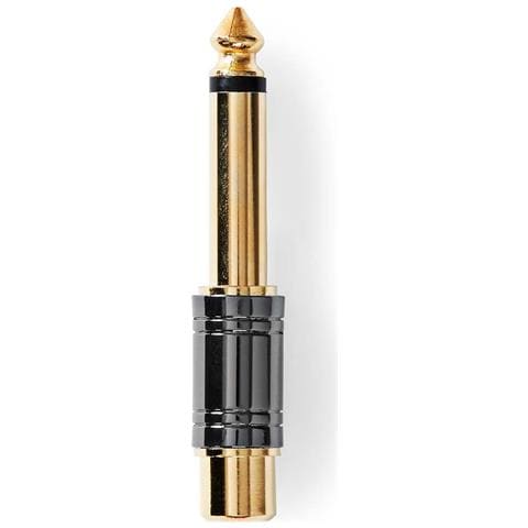 Adattatore Audio Mono Da 6,35 Mm Maschio A Rca Femmina, Nero / Oro - Foto 1