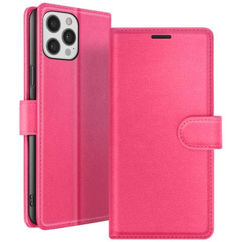 Custodia A Portafoglio Per Iphone 12 Pro Max Con Supporto E Linguetta Magnetica, Fucsia - Foto 1