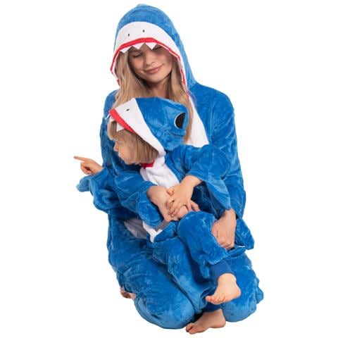 Pigiama Da Donna Tuta Kigurumi Onesie Costume Squalo Blu 175-185 Xl - Foto 8