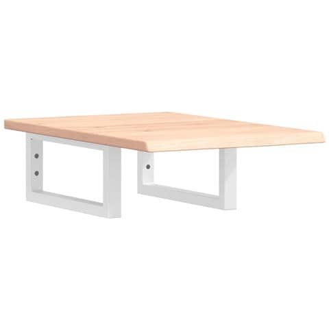 Ripiano a Parete per Lavabo in Acciaio e Massello di Rovere - Foto 1