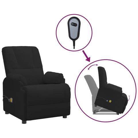 Poltrona Alzapersona Massaggiante Nera in Scamosciato - Foto 1