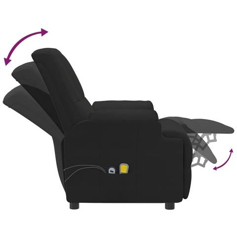 Poltrona Alzapersona Massaggiante Nera in Scamosciato - Foto 9