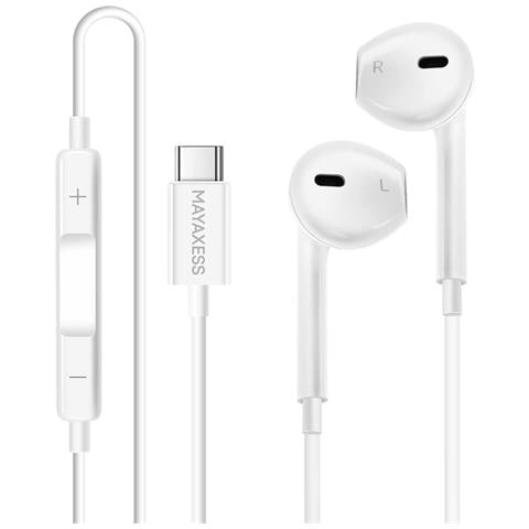 Cuffie Cablate Per Google Pixel 10 Pro Xl Usb-c Con Microfono Integrato, Bianco - Foto 1