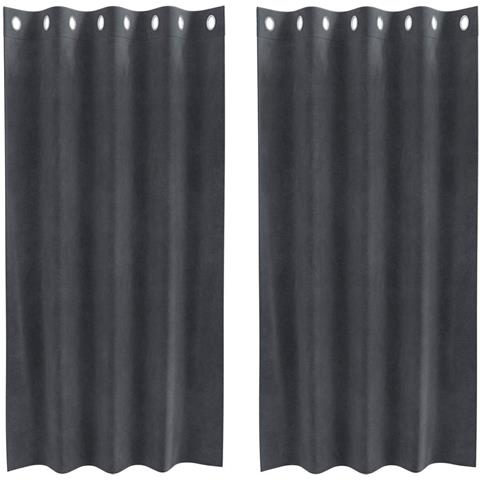 Tende con tende 2 pcs Grigio chiaro 140 x 175 cm Velluto - Foto 1