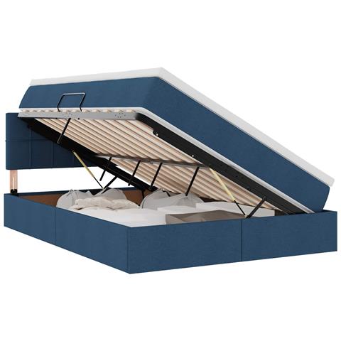 Letto con contenitore e LED Blu 140 x 190 cm Poliestere - Foto 1