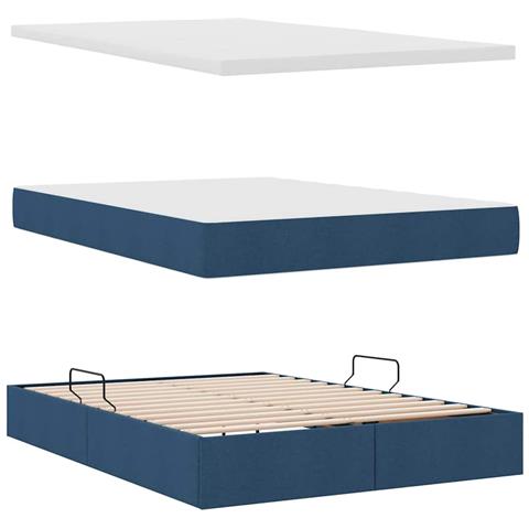 Letto con contenitore e LED Blu 140 x 190 cm Poliestere - Foto 9