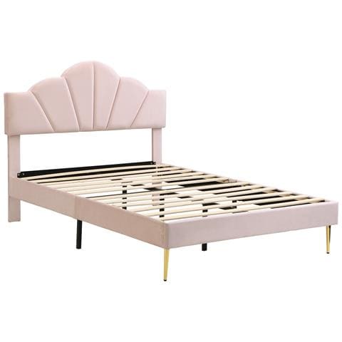 Letto In Velluto Rosa Con Design A Conchiglia E Elementi Dorati - Foto 2